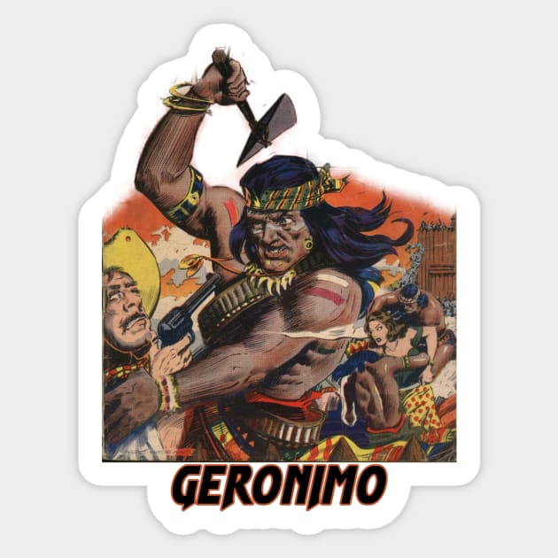 Geronimo native american war axe vintage design Sticker by Captain-Jackson